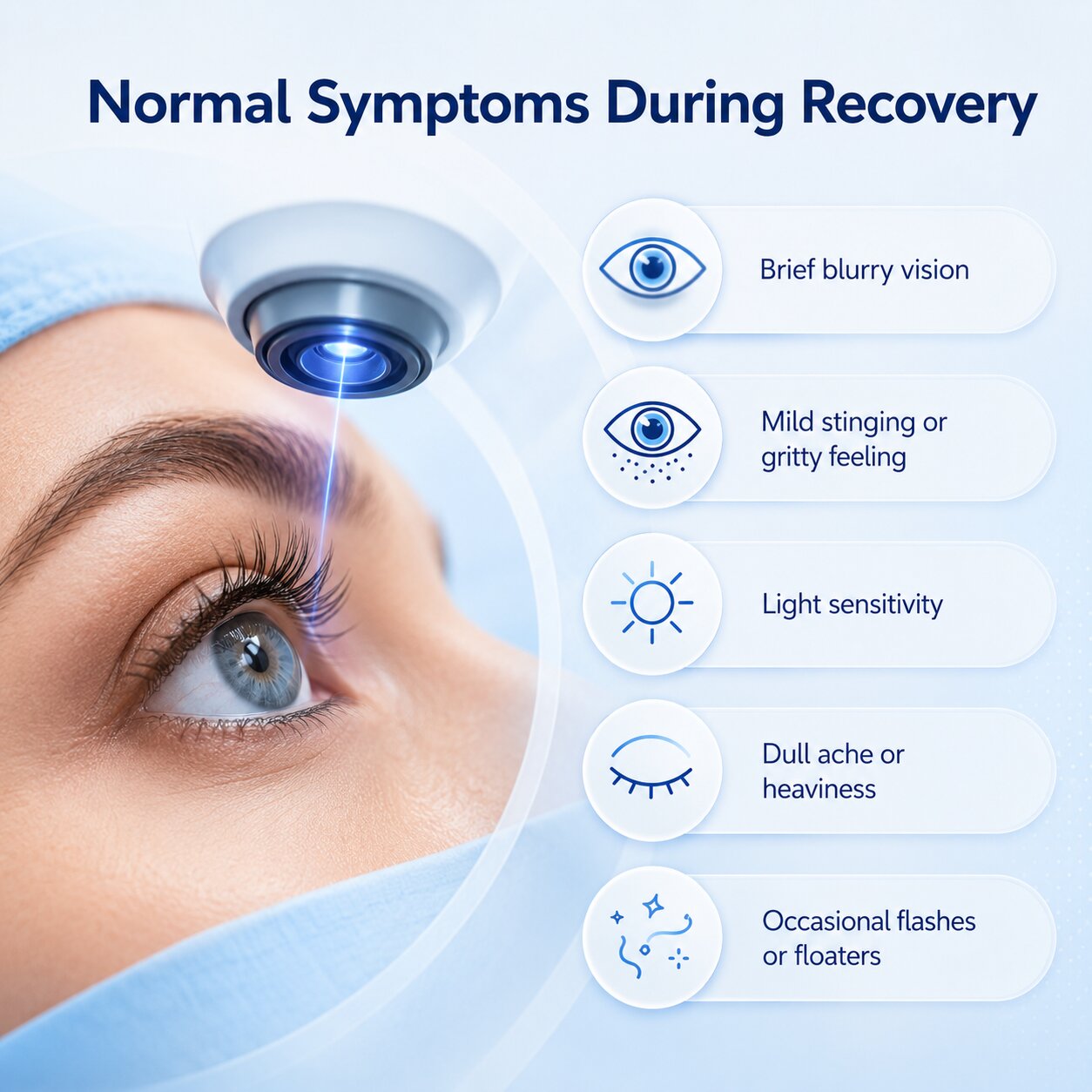 Normal symptoms during barrage laser recovery