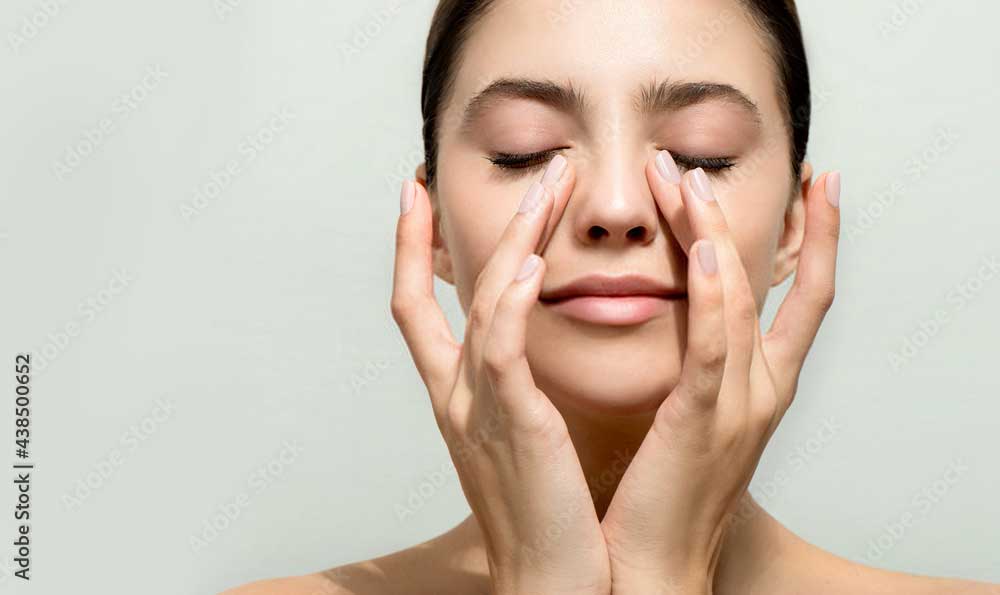 Image demonstrating eye massage techniques for relaxation and relief